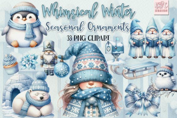 Download Whimsical Winter Seasonal Ornaments PNG - Premium Bundle