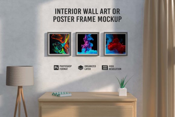 Download Interior Wall Art or Poster Frame Mockup - Interior wall Collection