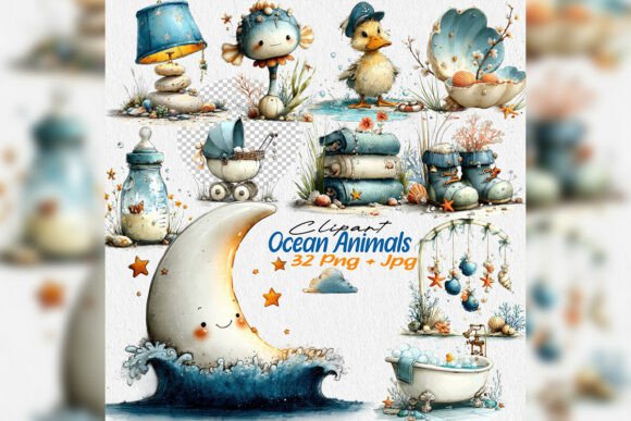Download Baby Ocean Nursery Clipart Set - Nursery clipart Collection