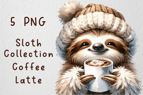 Download Cozy Sloths with Seasonal Latte Coffee - Premium Resources