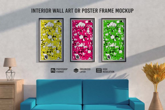 Download Interior Wall Art or Poster Frame Mockup - Interior wall Collection