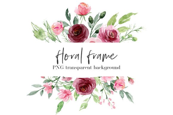 Download Watercolor Flower Frame Border, PNG. - Watercolor flower frame Collection