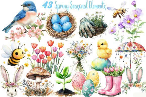 Download Spring Seasonal Elements Clipart - Premium Resources