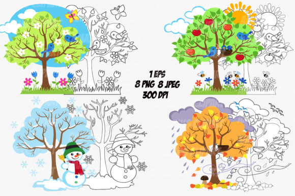 Download Four Seasons Trees Clipart Seasonal Tree - Premium Resources