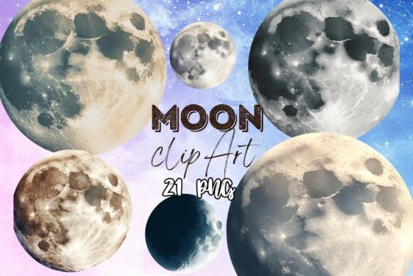 Download Watercolor Moon Clip Art Graphics - Moon Collection